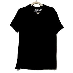 Helix Men’s Casual Collar Polo Shirt Black Size Small